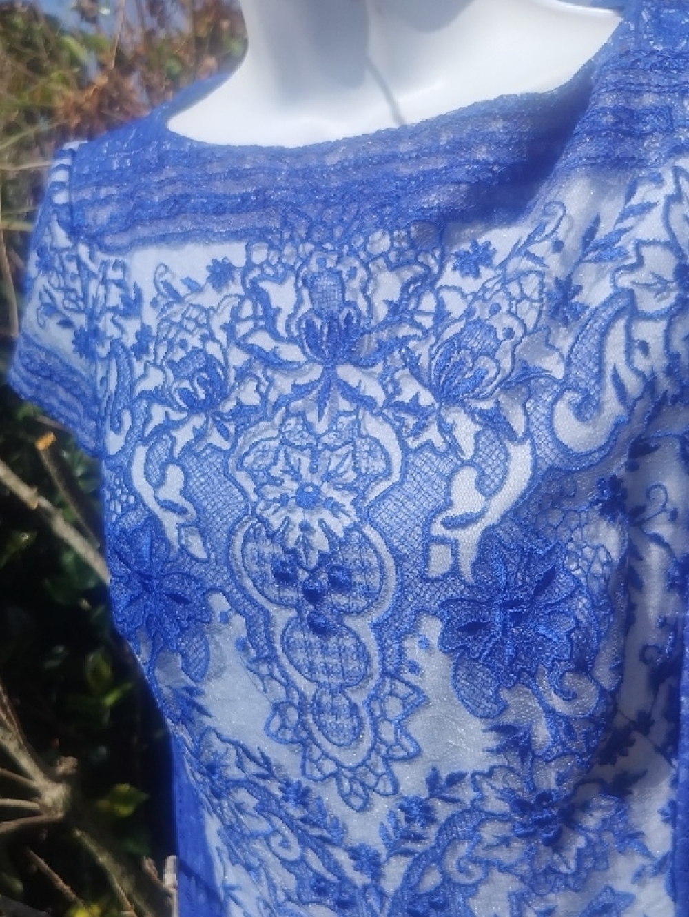 Tadashi Shoji Blue Lace Sheath Dress - Elegant Women's Dress Size 2 - Picture 5 of 13